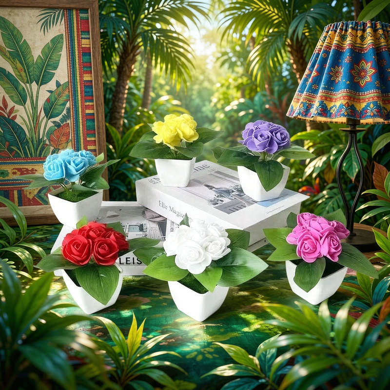 Bonsai Garden Restaurant - 4 stuks kunstmatige 6 rozen simulatie