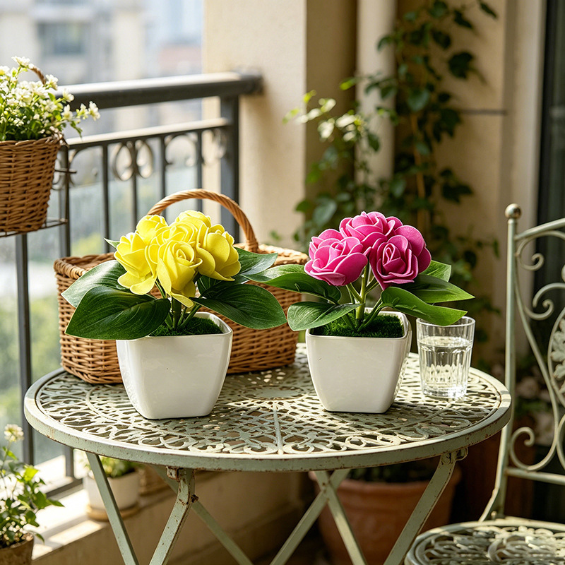 Bonsai Garden Restaurant - 6-bloemen roos simulatie kleine keramische bloempot