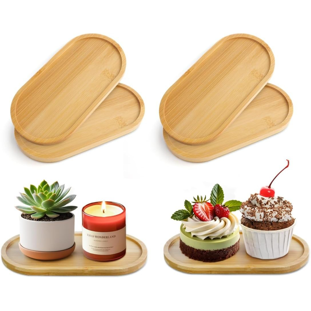 4 stuks bamboe plantenonderzet - Drip Tray Saucer recensie en prijs